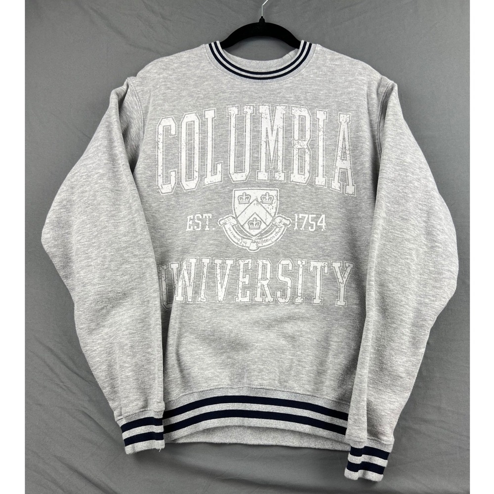 Columbia University Trdmrk Sweatshirt Small Gray Varsity Stripe Crewneck Exc